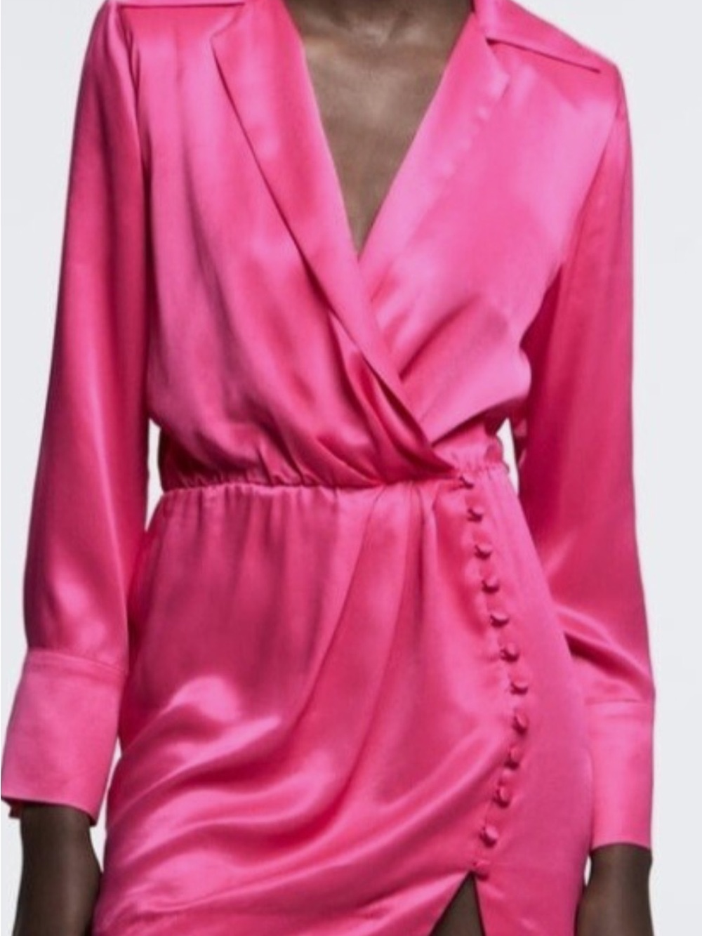 Zara Hot Pink Satin Wrap Dress